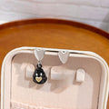 Kawaii Enamel Black Penguin Heart Drop Stud Earrings Silver Needle Cute Sweet Alloy Earrings view 3