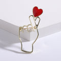 Alloy Heart Hand Gesture Brooch Pin For Sweet Fashion Accessories view 6