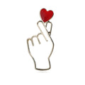 Alloy Heart Hand Gesture Brooch Pin For Sweet Fashion Accessories view 1