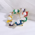 Alloy Pearl Wreath Brooch Colorful Floral Lapel Pin For Apparel view 3