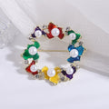Alloy Pearl Wreath Brooch Colorful Floral Lapel Pin For Apparel view 4