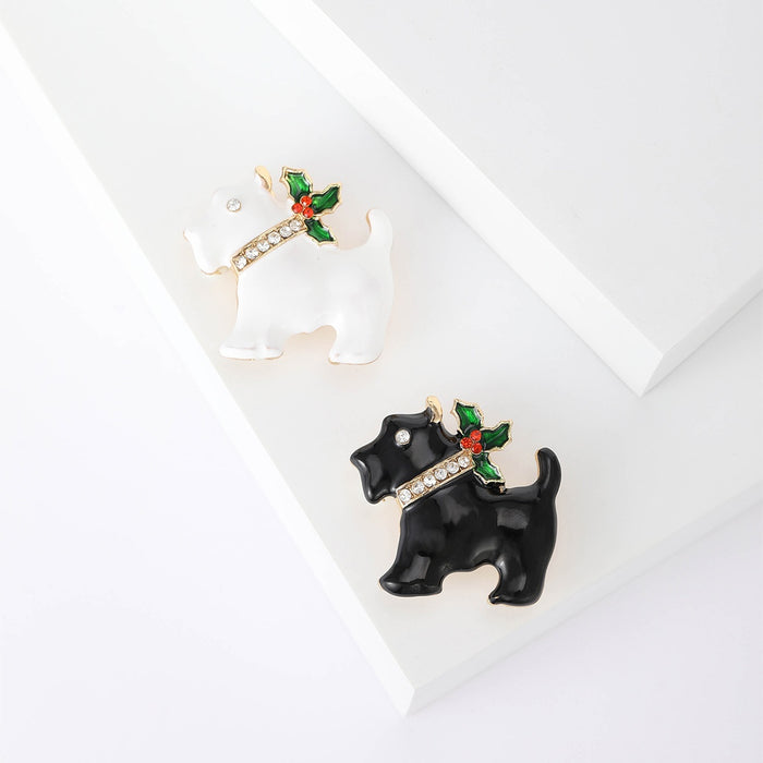 Alloy Enamel Christmas Dog Brooch Pin For Lapel And Clothing Decoration