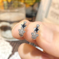 Korean Style Black Five Point Star Ear Cuff Earrings With Zircon And Resin For Women view 3