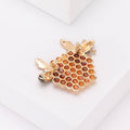 Alloy Enamel Bee Honeycomb Brooch For Creative Apparel Decoration view 3