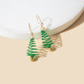 Green Enamel Spiral Christmas Tree Star Bell Pendant Alloy Holiday Drop Earrings view 3