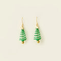 Green Enamel Spiral Christmas Tree Star Bell Pendant Alloy Holiday Drop Earrings view 2