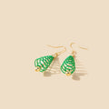 Green Enamel Spiral Christmas Tree Star Bell Pendant Alloy Holiday Drop Earrings view 4