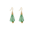 Green Enamel Spiral Christmas Tree Star Bell Pendant Alloy Holiday Drop Earrings view 5