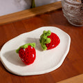 Korean Japanese Cute Handmade Crochet Big Strawberry Fruit Alloy Hook Drop Dangle Earrings view 4