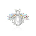 Metal Alloy Pearl Rhinestone Bee Brooch Pin For Collar Fastening view 1