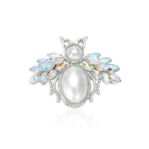 Metal Alloy Pearl Rhinestone Bee Brooch Pin For Collar Fastening