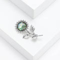 Alloy Enamel Abalone Shell Sunflower Brooch Pin For Apparel Decoration view 2