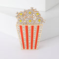 Alloy Rhinestone Popcorn Brooch Pin With Enamel Detail For Apparel view 1