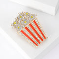 Alloy Rhinestone Popcorn Brooch Pin With Enamel Detail For Apparel view 3