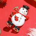 Alloy Enamel Skating Snowman Brooch Pin For Christmas Apparel view 2