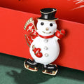 Alloy Enamel Skating Snowman Brooch Pin For Christmas Apparel view 4