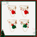 European Christmas Chain Brooch With Cute Hat Bell Snowman, Creative Fashion Corsage Pin view 1