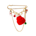 European Christmas Chain Brooch With Cute Hat Bell Snowman, Creative Fashion Corsage Pin view 5