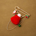 European Christmas Chain Brooch With Cute Hat Bell Snowman, Creative Fashion Corsage Pin view 3