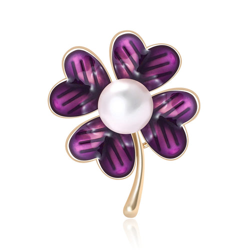 Alloy Enamel Four Leaf Clover Brooch Pin For Fashion Accessories