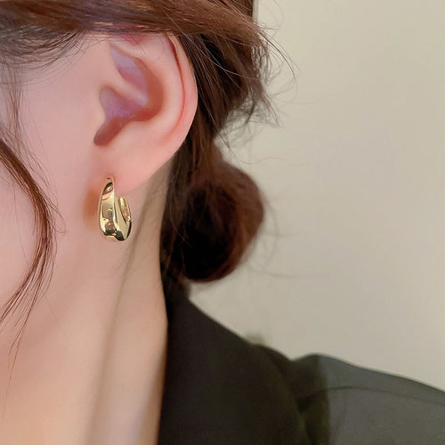 Metal U Shape English Letter Earrings Korean Minimalist Geometric Ear Cuff Fashion Jewelry