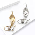 Alloy Rhinestone Pearl Leaf Brooch For Fashion Garment Decoration view 3