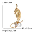 Alloy Rhinestone Pearl Leaf Brooch For Fashion Garment Decoration view 4