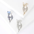 Alloy Rhinestone Cat Brooch Pin For Suit And Cardigan Decoration view 1