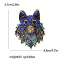 Alloy Rhinestone Wolf Head Brooch Pin For Suits And Coats view 6