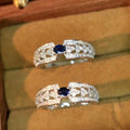 Elegant Simulated Sapphire Ring With Full Cubic Zirconia Setting, Light Luxury Women's Accessory view 2
