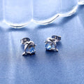 Korean Style Mini Dolphin Zircon Stud Earrings For Women, Sweet Small Animal Ear Jewelry view 3