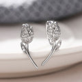 European Style Micro Pave Full Rhinestone Earrings, Vintage Gold Plated Metal Rose Ear Cuffs view 4