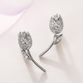 European Style Micro Pave Full Rhinestone Earrings, Vintage Gold Plated Metal Rose Ear Cuffs view 3