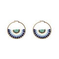 Bohemian Ethnic Geometric Round Alloy Hoop Earrings With Colorful Crystal Beads And Pearl Accents Earrings view 5
