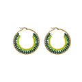 Elegant Geometric Gold Alloy Hoops With Handwoven Colorful Crystal Beads And Faux Pearl Accents Earrings view 5
