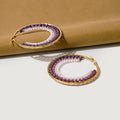 Elegant Geometric Gold Alloy Hoops With Handwoven Colorful Crystal Beads And Faux Pearl Accents Earrings view 4