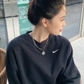 Minimalist Metal Rhinestone Geometric Quadrilateral Sweater Necklace For Women view 3