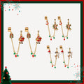 Cute Christmas Santa Reindeer Tree Gift Enamel Alloy Rhinestone Chain Ear Cuff Stud Earrings view 1