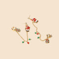 Cute Christmas Santa Reindeer Tree Gift Enamel Alloy Rhinestone Chain Ear Cuff Stud Earrings view 4