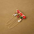 Christmas Elk Santa Claus Fabric Corsage Brooch With Chain Pendant Festive Accessory For Women view 4