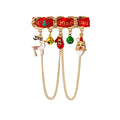 Christmas Elk Santa Claus Fabric Corsage Brooch With Chain Pendant Festive Accessory For Women view 5