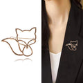 Gold Tone Alloy Hollow Fox Brooch Pin For Women's Suits view 2
