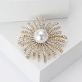 Alloy Rhinestone Pearl Sunflower Brooch Pin For Women's Clothing view 3