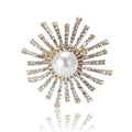 Alloy Rhinestone Pearl Sunflower Brooch Pin For Women's Clothing view 5