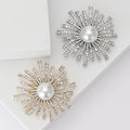 Alloy Rhinestone Pearl Sunflower Brooch Pin For Women's Clothing view 1