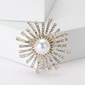 Alloy Rhinestone Pearl Sunflower Brooch Pin For Women's Clothing view 2