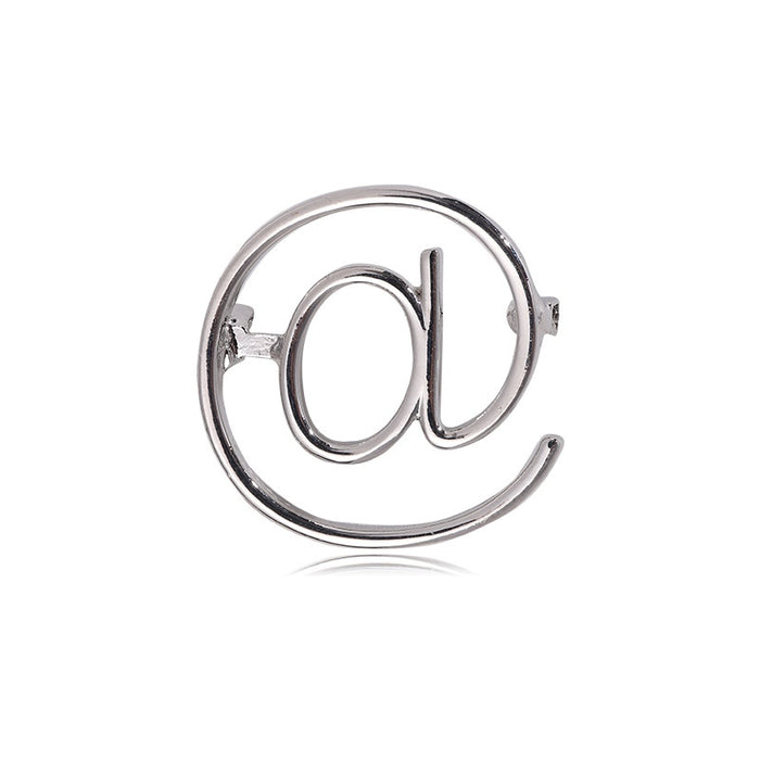 Alloy At Symbol Brooch Pin For Creative Apparel Decoration