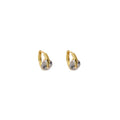 Elegant French Gold Alloy Huggie Hoop With Oval Zircon Crystal Charm Light Luxury Stud Earrings view 5