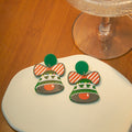 Christmas Cartoon Snowman Bell Reindeer Snowflake Enamel Alloy Statement Stud Dangle Earrings view 3