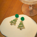 Christmas Cartoon Snowman Bell Reindeer Snowflake Enamel Alloy Statement Stud Dangle Earrings view 4